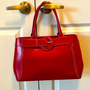 Red Furla leather handbag